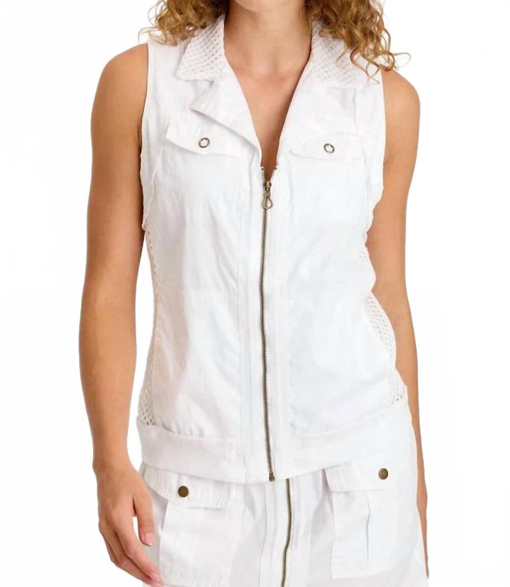 NEW XCVI helsa poplin mesh vest in white